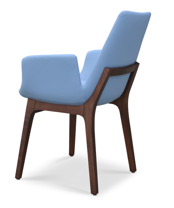 Soho Concept Eiffel Wood Armchair Dining Chair - Stylish Leatherette, Solid Wood Base, 2-year Guarantee, Limited Stock! Walnut,Blue  Soho-concept-dining-chair-03611