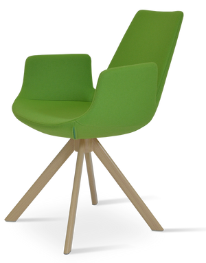 Soho Concept Eiffel Arm Wood Counter & Bar Dining Chair - Solid Wood, Wool Upholstery, 10-year Guarantee, Dark Grey Natural  Soho-concept-dining-chair-02986