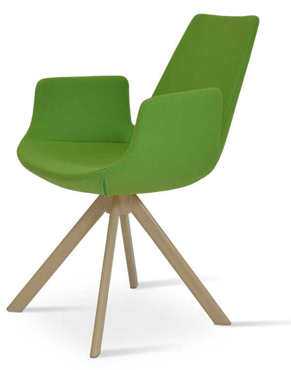 Soho Concept Eiffel Arm Wood Counter & Bar Dining Chair - Solid Wood, Wool Upholstery, 10-year Guarantee, Dark Grey Natural  Soho-concept-dining-chair-02986