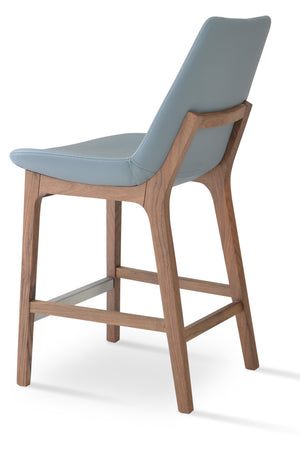 Soho Concept Eiffel Wood Barstools & Counterstools With Luxurious Fabrics, Brass Footrests & 10-year Guarantee Walnut,Grey  Soho-concept-dining-chair-08405