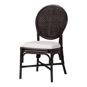 Bali & Pari Elmer Handwoven Rattan Dining Chair with Cushioned Seat for Coastal Kitchens
