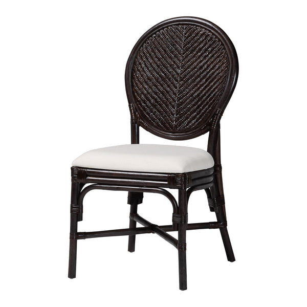 Bali & Pari Elmer Handwoven Rattan Dining Chair with Cushioned Seat for Coastal Kitchens