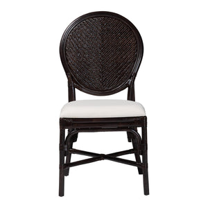Bali & Pari Elmer Handwoven Rattan Dining Chair with Cushioned Seat for Coastal Kitchens
