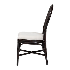 Bali & Pari Elmer Handwoven Rattan Dining Chair with Cushioned Seat for Coastal Kitchens