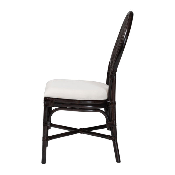 Bali & Pari Elmer Handwoven Rattan Dining Chair with Cushioned Seat for Coastal Kitchens