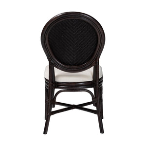 Bali & Pari Elmer Handwoven Rattan Dining Chair with Cushioned Seat for Coastal Kitchens