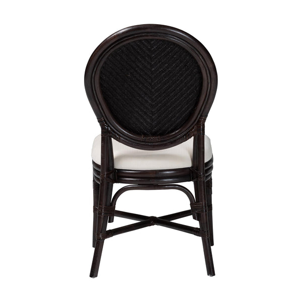 Bali & Pari Elmer Handwoven Rattan Dining Chair with Cushioned Seat for Coastal Kitchens