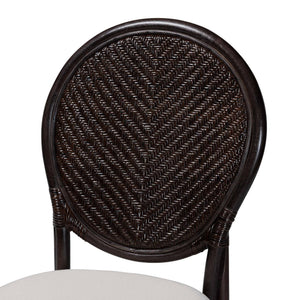 Bali & Pari Elmer Handwoven Rattan Dining Chair with Cushioned Seat for Coastal Kitchens