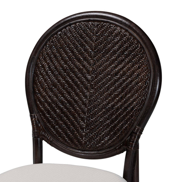 Bali & Pari Elmer Handwoven Rattan Dining Chair with Cushioned Seat for Coastal Kitchens