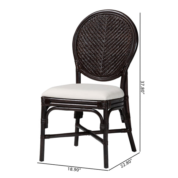 Bali & Pari Elmer Handwoven Rattan Dining Chair with Cushioned Seat for Coastal Kitchens