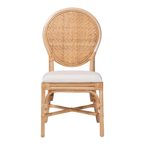 Bali & Pari Elmer Handwoven Rattan Dining Chair with Cushioned Seat for Coastal Kitchens