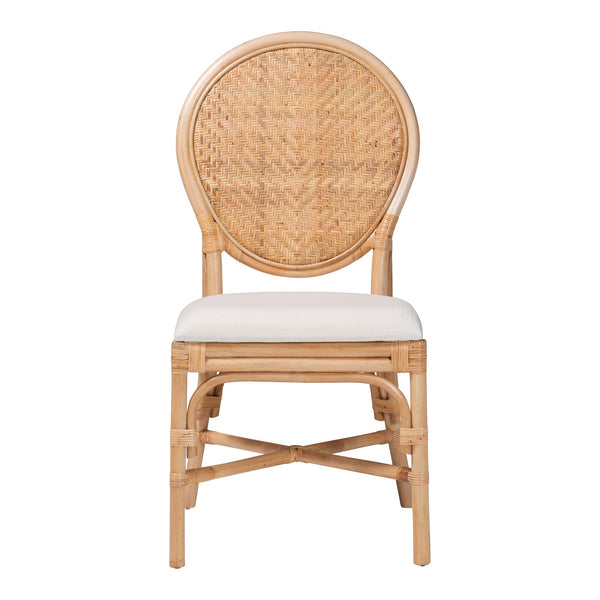 Bali & Pari Elmer Handwoven Rattan Dining Chair with Cushioned Seat for Coastal Kitchens