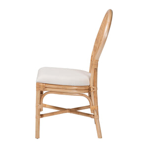 Bali & Pari Elmer Handwoven Rattan Dining Chair with Cushioned Seat for Coastal Kitchens