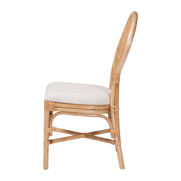 Bali & Pari Elmer Handwoven Rattan Dining Chair with Cushioned Seat for Coastal Kitchens