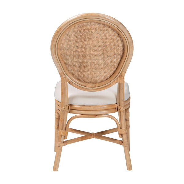 Bali & Pari Elmer Handwoven Rattan Dining Chair with Cushioned Seat for Coastal Kitchens
