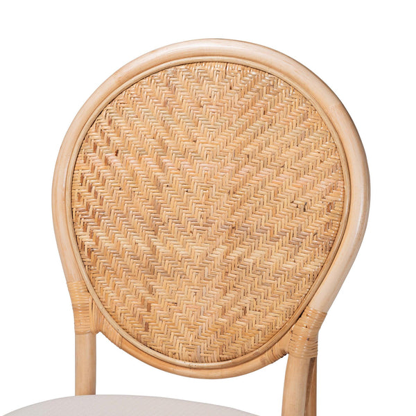 Bali & Pari Elmer Handwoven Rattan Dining Chair with Cushioned Seat for Coastal Kitchens