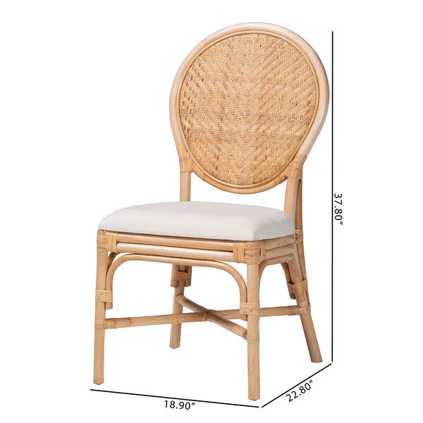 Bali & Pari Elmer Handwoven Rattan Dining Chair with Cushioned Seat for Coastal Kitchens
