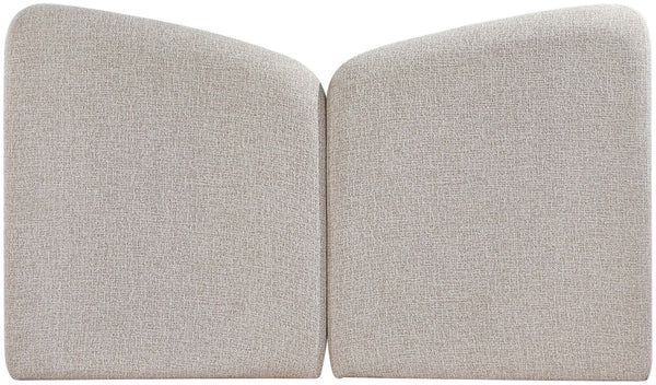 Meridian Furniture Elowen Curved Chenille Upholstered Full Bed with Sculptural Headboard for Modern Bedrooms Beige ElowenBeige-F