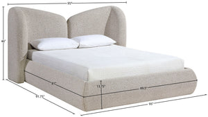 Meridian Furniture Elowen Sculptural Chenille Upholstered King Bed with Curved Headboard for Modern Bedrooms Beige ElowenBeige-K