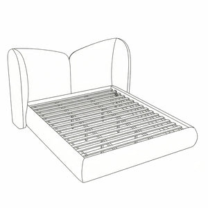 Meridian Furniture Elowen Sculptural Chenille Upholstered King Bed with Curved Headboard for Modern Bedrooms Beige ElowenBeige-K
