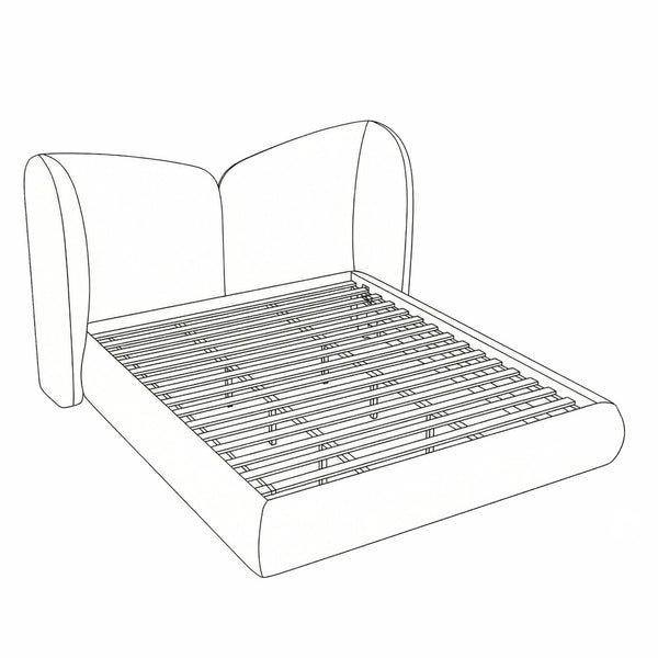 Meridian Furniture Elowen Sculptural Chenille Upholstered King Bed with Curved Headboard for Modern Bedrooms Beige ElowenBeige-K