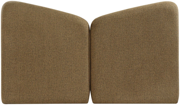 Meridian Furniture Elowen Curved Chenille Upholstered Full Bed with Sculptural Headboard for Modern Bedrooms Brown ElowenBrown-F