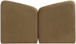 Meridian Furniture Elowen Queen Bed Sculptural Curved Chenille Upholstered Frame for Modern Bedroom Interiors Brown ElowenBrown-Q