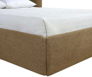 Meridian Furniture Elowen Queen Bed Sculptural Curved Chenille Upholstered Frame for Modern Bedroom Interiors Brown ElowenBrown-Q