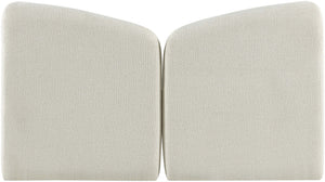 Meridian Furniture Elowen Curved Chenille Upholstered Full Bed with Sculptural Headboard for Modern Bedrooms Cream ElowenCream-F