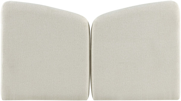 Meridian Furniture Elowen Curved Chenille Upholstered Full Bed with Sculptural Headboard for Modern Bedrooms Cream ElowenCream-F