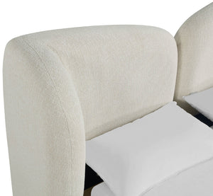 Meridian Furniture Elowen Sculptural Chenille Upholstered King Bed with Curved Headboard for Modern Bedrooms Cream ElowenCream-K