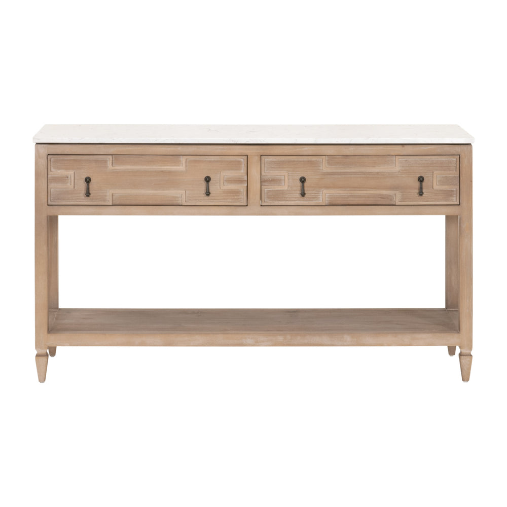 Emerie 2-Drawer Entry Console Smoke Gray Pine, White Quartz 8016.SGRY-PNE/WHTQ Essentials for Living