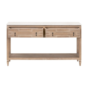 Emerie 2-Drawer Entry Console Smoke Gray Pine, White Quartz 8016.SGRY-PNE/WHTQ Essentials for Living