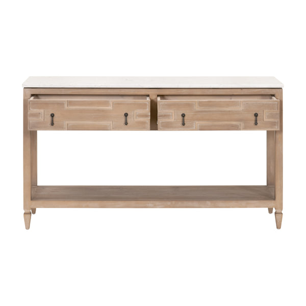 Emerie 2-Drawer Entry Console Smoke Gray Pine, White Quartz 8016.SGRY-PNE/WHTQ Essentials for Living
