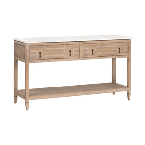 Emerie 2-Drawer Entry Console Smoke Gray Pine, White Quartz 8016.SGRY-PNE/WHTQ Essentials for Living