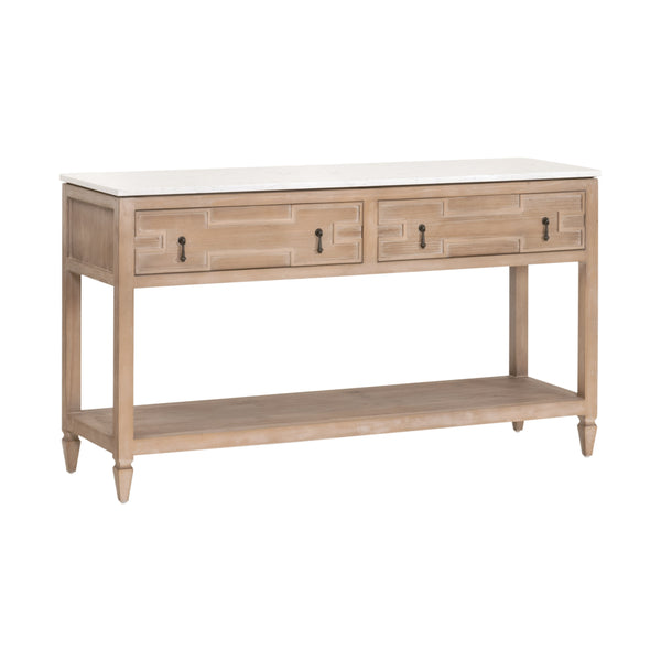 Emerie 2-Drawer Entry Console Smoke Gray Pine, White Quartz 8016.SGRY-PNE/WHTQ Essentials for Living