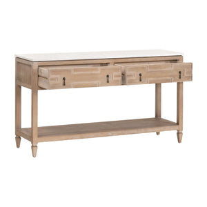 Emerie 2-Drawer Entry Console Smoke Gray Pine, White Quartz 8016.SGRY-PNE/WHTQ Essentials for Living