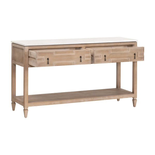 Emerie 2-Drawer Entry Console Smoke Gray Pine, White Quartz 8016.SGRY-PNE/WHTQ Essentials for Living