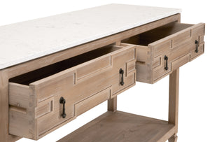 Emerie 2-Drawer Entry Console Smoke Gray Pine, White Quartz 8016.SGRY-PNE/WHTQ Essentials for Living
