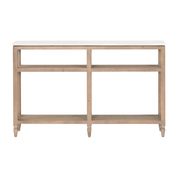 Emerie Narrow Console Table Smoke Gray Pine, White Quartz 8016-N.SGRY-PNE/WHTQ Essentials for Living