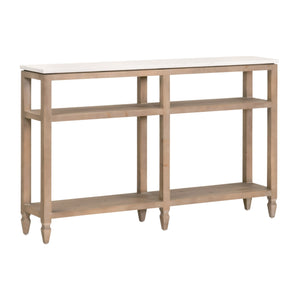 Emerie Narrow Console Table Smoke Gray Pine, White Quartz 8016-N.SGRY-PNE/WHTQ Essentials for Living