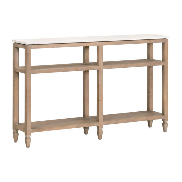 Emerie Narrow Console Table Smoke Gray Pine, White Quartz 8016-N.SGRY-PNE/WHTQ Essentials for Living