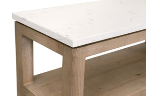 Emerie Narrow Console Table Smoke Gray Pine, White Quartz 8016-N.SGRY-PNE/WHTQ Essentials for Living