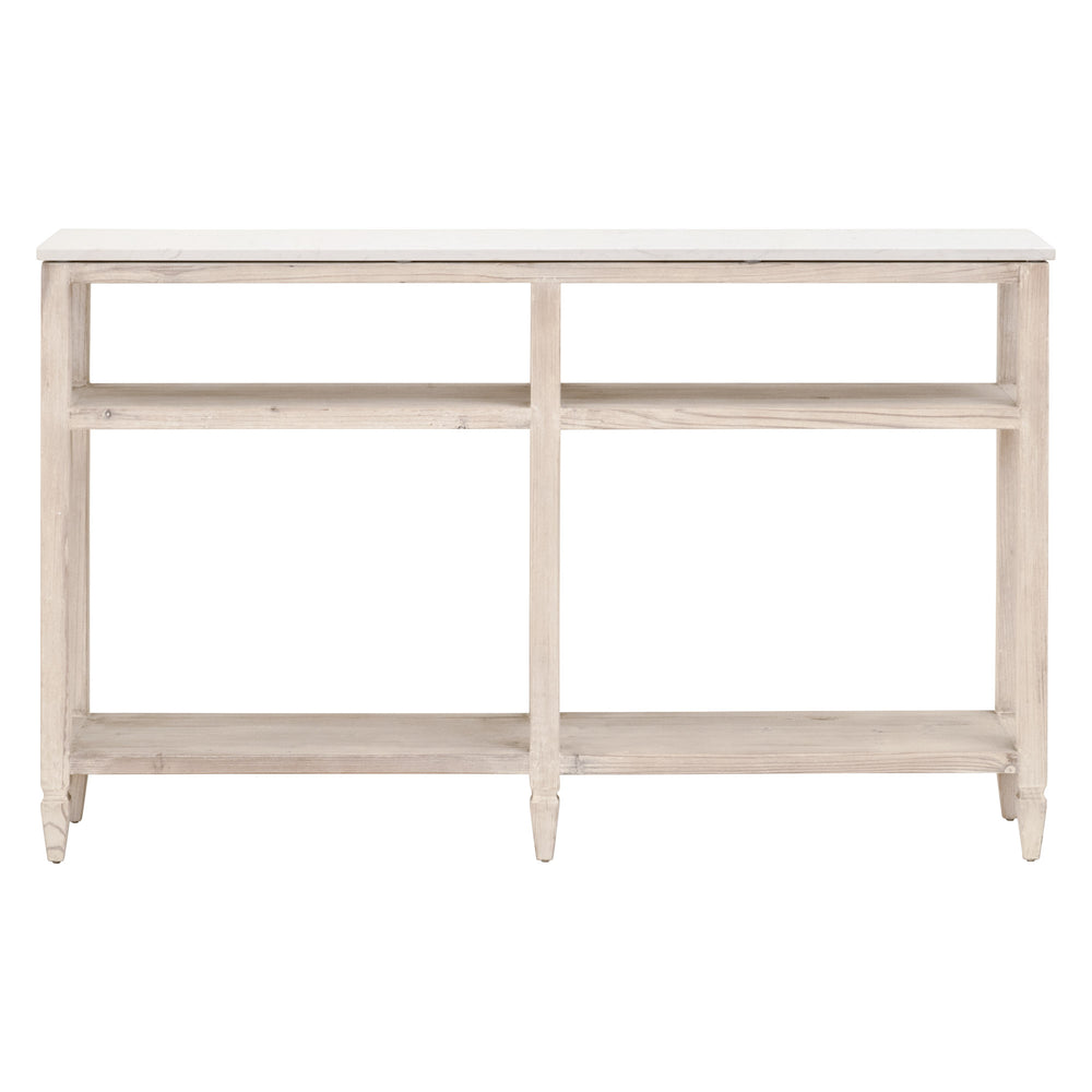 Essentials for Living Emerie Narrow Console Table 8016-N.WW-PNE/WHTQ White Wash Pine, White Quartz