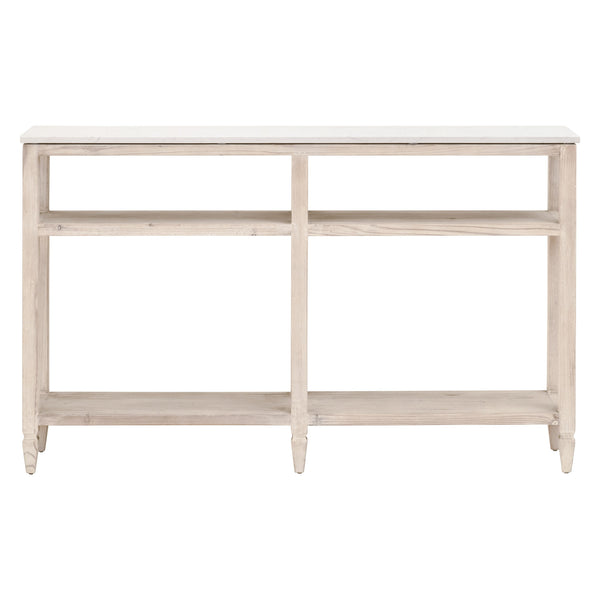 Essentials for Living Emerie Narrow Console Table 8016-N.WW-PNE/WHTQ White Wash Pine, White Quartz