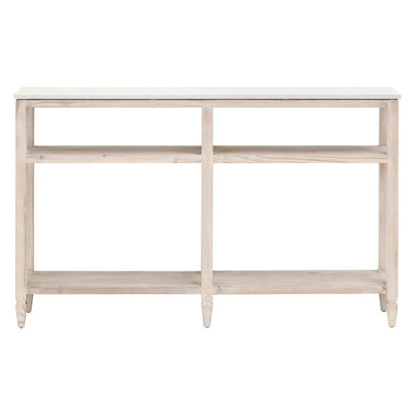 Essentials For Living Emerie Narrow Console Table - Whitewashed Pine & Quartz Top, Stylish Storage For Entryways & More White Wash Pine,White Quartz Solid Pine Wood,Solid Quartz 8016-n.Ww-pne/Whtq