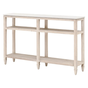Essentials For Living Emerie Narrow Console Table - Whitewashed Pine & Quartz Top, Stylish Storage For Entryways & More White Wash Pine,White Quartz Solid Pine Wood,Solid Quartz 8016-n.Ww-pne/Whtq