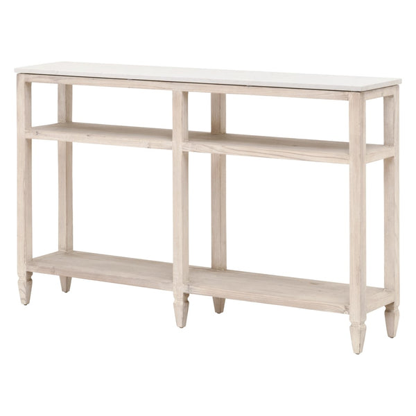 Essentials For Living Emerie Narrow Console Table - Whitewashed Pine & Quartz Top, Stylish Storage For Entryways & More White Wash Pine,White Quartz Solid Pine Wood,Solid Quartz 8016-n.Ww-pne/Whtq