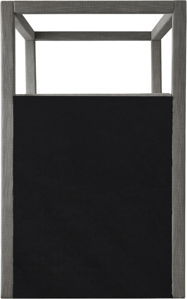 Meridian Furniture Emerson Four Post Canopy Twin Bed Linen Upholstered Mid-century Modern Bedroom Frame Grey EmersonGrey-T