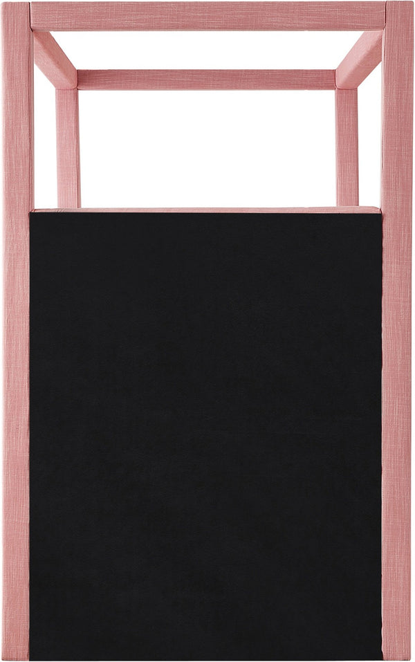 Meridian Furniture Emerson Four Post Canopy Twin Bed Linen Upholstered Mid-century Modern Bedroom Frame Pink EmersonPink-T